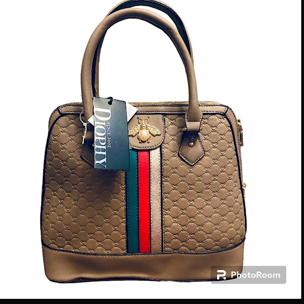 Diophy New With Tag Large Double Zip Top Handles with Shoulder Strap Satchel